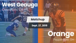 Matchup: West Geauga High vs. Orange  2019