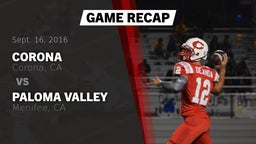 Recap: Corona  vs. Paloma Valley  2016