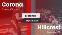 Matchup: Corona  vs. Hillcrest  2020