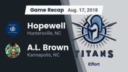 Recap: Hopewell  vs. A.L. Brown  2018