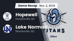 Recap: Hopewell  vs. Lake Norman  2018
