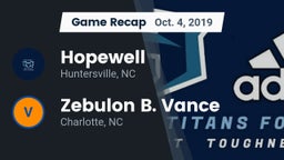 Recap: Hopewell  vs. Zebulon B. Vance  2019