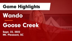 Wando  vs Goose Creek Game Highlights - Sept. 22, 2022