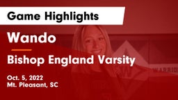 Wando  vs Bishop England Varsity Game Highlights - Oct. 5, 2022