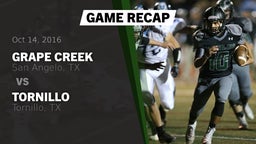 Recap: Grape Creek  vs. Tornillo  2016