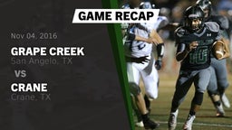 Recap: Grape Creek  vs. Crane  2016