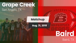 Matchup: Grape Creek High vs. Baird  2018