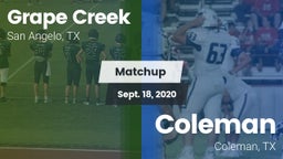 Matchup: Grape Creek High vs. Coleman  2020