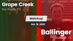 Matchup: Grape Creek High vs. Ballinger  2020