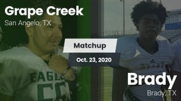 Matchup: Grape Creek High vs. Brady  2020