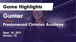 Gunter  vs Prestonwood Christian Academy Game Highlights - Sept. 18, 2021
