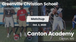 Matchup: Greenville Christian vs. Canton Academy  2020