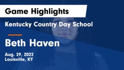 Kentucky Country Day School vs Beth Haven Game Highlights - Aug. 29, 2022