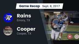 Recap: Rains  vs. Cooper  2017