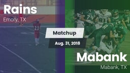 Matchup: Rains  vs. Mabank  2018