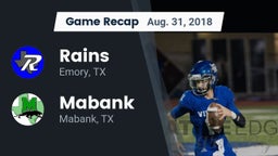 Recap: Rains  vs. Mabank  2018