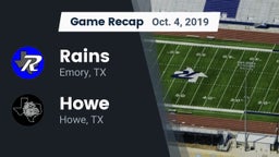 Recap: Rains  vs. Howe  2019