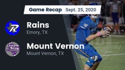 Recap: Rains  vs. Mount Vernon  2020