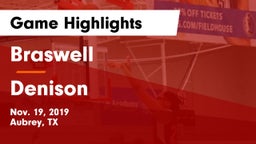 Braswell  vs Denison  Game Highlights - Nov. 19, 2019