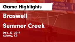 Braswell  vs Summer Creek  Game Highlights - Dec. 27, 2019