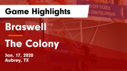 Braswell  vs The Colony  Game Highlights - Jan. 17, 2020