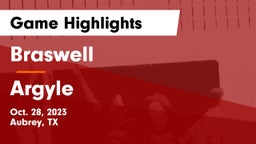 Braswell  vs Argyle Game Highlights - Oct. 28, 2023