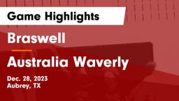 Braswell  vs Australia Waverly Game Highlights - Dec. 28, 2023