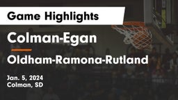 Colman-Egan  vs Oldham-Ramona-Rutland  Game Highlights - Jan. 5, 2024