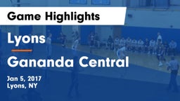 Lyons  vs Gananda Central  Game Highlights - Jan 5, 2017
