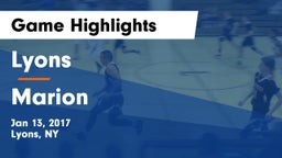 Lyons  vs Marion Game Highlights - Jan 13, 2017