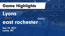 Lyons  vs east rochester Game Highlights - Jan 19, 2017