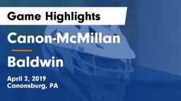 Canon-McMillan  vs Baldwin  Game Highlights - April 2, 2019