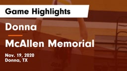 Donna  vs McAllen Memorial  Game Highlights - Nov. 19, 2020
