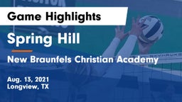 Spring Hill  vs New Braunfels Christian Academy Game Highlights - Aug. 13, 2021