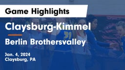 Claysburg-Kimmel  vs Berlin Brothersvalley  Game Highlights - Jan. 4, 2024