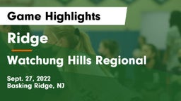 Ridge  vs Watchung Hills Regional  Game Highlights - Sept. 27, 2022