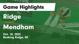 Ridge  vs Mendham  Game Highlights - Oct. 18, 2023