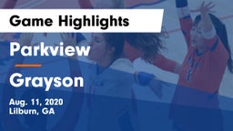 Parkview  vs Grayson  Game Highlights - Aug. 11, 2020