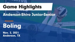 Anderson-Shiro Junior-Senior  vs Boling Game Highlights - Nov. 2, 2021