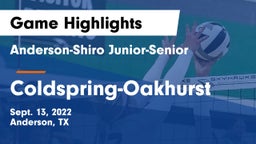 Anderson-Shiro Junior-Senior  vs Coldspring-Oakhurst  Game Highlights - Sept. 13, 2022