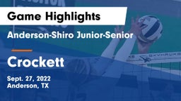 Anderson-Shiro Junior-Senior  vs Crockett  Game Highlights - Sept. 27, 2022