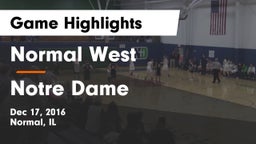 Normal West  vs Notre Dame  Game Highlights - Dec 17, 2016