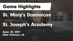 St. Mary's Dominican  vs St. Joseph's Academy  Game Highlights - Sept. 25, 2021