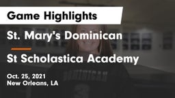 St. Mary's Dominican  vs St Scholastica Academy Game Highlights - Oct. 25, 2021