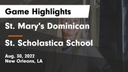 St. Mary's Dominican  vs St. Scholastica School Game Highlights - Aug. 30, 2022