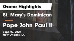 St. Mary's Dominican  vs Pope John Paul II Game Highlights - Sept. 20, 2022