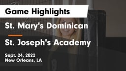 St. Mary's Dominican  vs St. Joseph's Academy  Game Highlights - Sept. 24, 2022