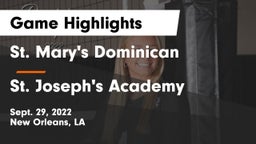 St. Mary's Dominican  vs St. Joseph's Academy  Game Highlights - Sept. 29, 2022