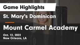 St. Mary's Dominican  vs Mount Carmel Academy Game Highlights - Oct. 12, 2022