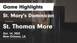 St. Mary's Dominican  vs St. Thomas More  Game Highlights - Oct. 14, 2022
